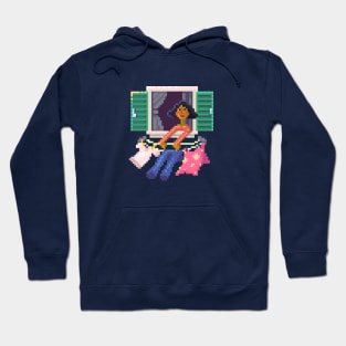 Woman In The Window Pixel Art Hoodie